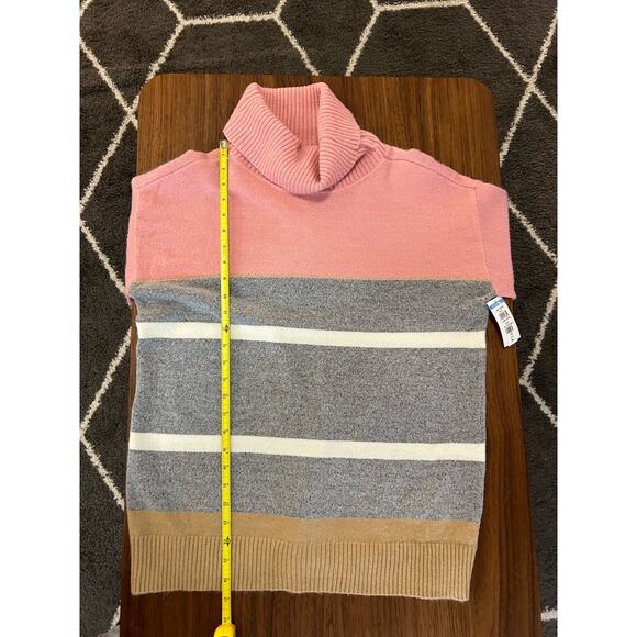 H by HALSTON Sweater Cowl Neck Pink Gray Tan Stripe Combo Size S NEW! - Picture 6 of 7